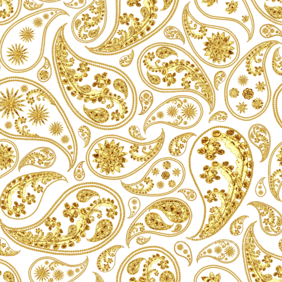 Retro Paisley Pattern in Gold Embroidery on White Fabric Seamless Texture Retro Paisley texture preview