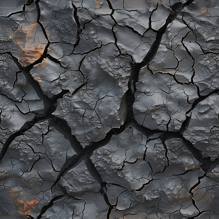 Stone of Cracked Dry Ground with Dark gray and Brown Accents seamless PBR texture preview