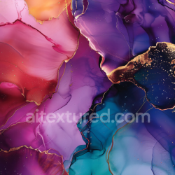 seamless Seamless 3D Alcohol Ink PBR Texture Featuring Violet, Blue, and Gold Veined Swirls texture 8k free download PBR