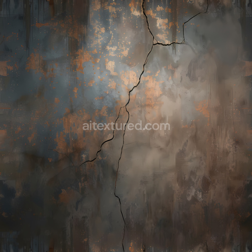 Seamless 3D PBR Cracked Concrete Texture with Rust and Weathered Surface