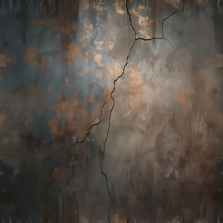 Cracked Concrete with Rust and Weathered Surface seamless PBR texture preview