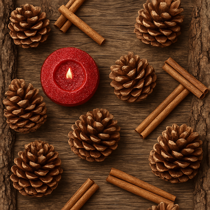 Pine Cones Rustic Wood Bark Cinnamon Sticks seamless PBR texture preview