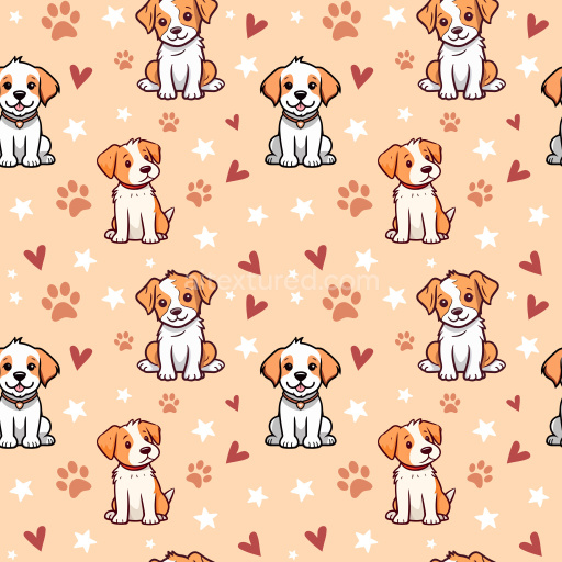 Pattern Bundle - Seamless 3D Pattern PBR Texture with Cute Cartoon Dogs and Paw Prints texture preview