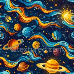 seamless Seamless 3D Space PBR Texture with Stylized Nebula Streams and Planetary Bodies texture 8k free download PBR