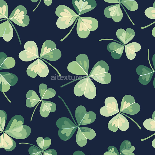 Seamless 3D PBR Shamrock Pattern Digital Paper Texture in Green Tones