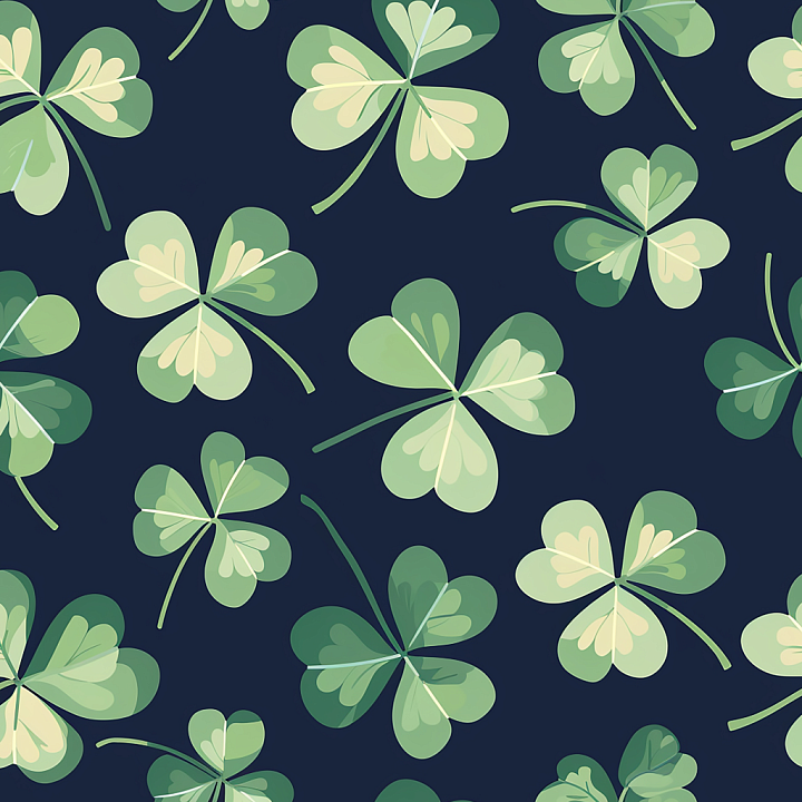 Shamrock Pattern Digital Paper in Green Tones seamless PBR texture preview