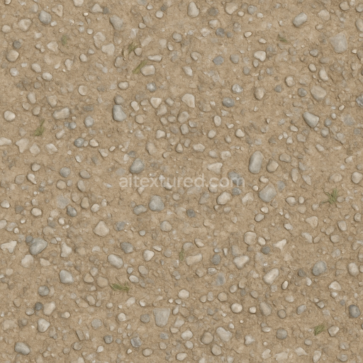 Seamless 3d texture pbr 8k gravel compacted with dry surface and pebble embedded detailed
