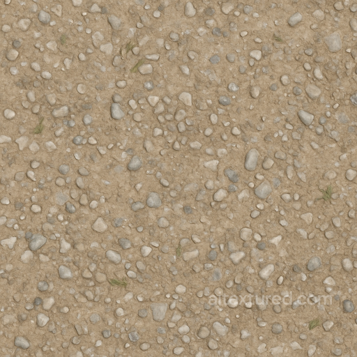 Gravel Compacted With Dry Surface And Pebble Embedded Detailed seamless Park pavement PBR texture