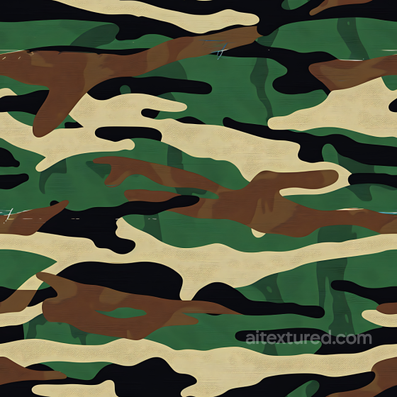 Woodland Camouflage PBR Texture with Organic Brown, Green, Tan Pattern Color Camouflage texture preview