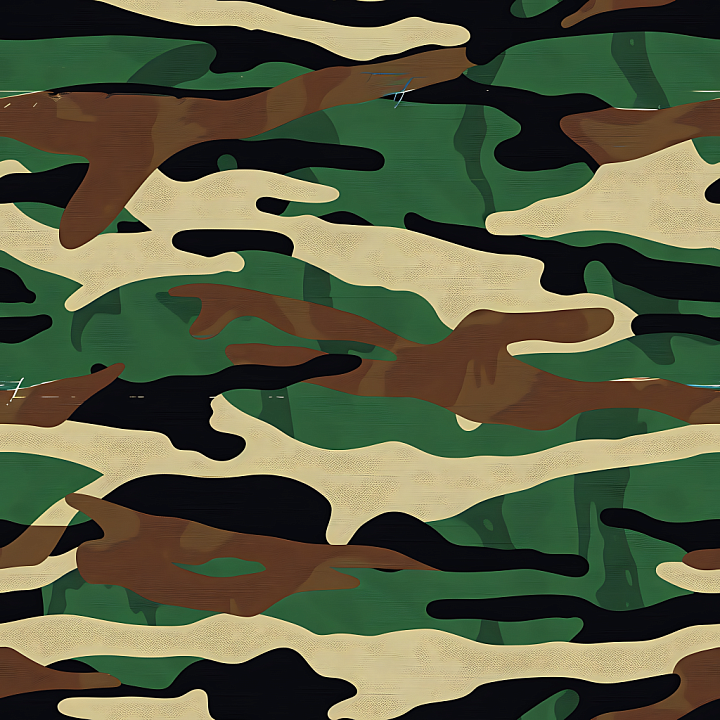 Woodland Camouflage with Organic Brown, Green, Tan Pattern seamless PBR texture preview