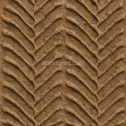 Seamless 3d texture pbr 8k wet tire print on sand print with zigzag tread and wet sand soil imprint