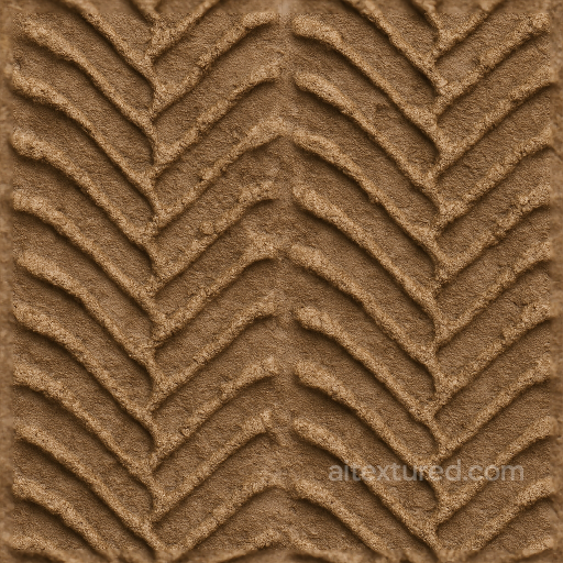 Wet Tire Print On Sand Print With Zigzag Tread And Wet Sand Soil Imprint seamless Tire prints PBR texture