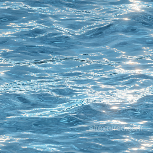 Water PBR Texture Featuring Realistic Ocean Surface with Soft Waves and Sun Highlights seamless Water PBR texture