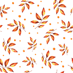 seamless Seamless 3D PBR Texture Featuring Watercolor Autumn Leaves and Orange Dots texture 8k free download PBR