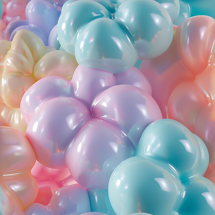 Inflated Puffy Plastic Surface in Pastel Colors seamless PBR texture preview