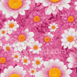 seamless Seamless 3D PBR Texture of Pink Floral Pattern with White and Yellow Flowers texture 8k free download PBR