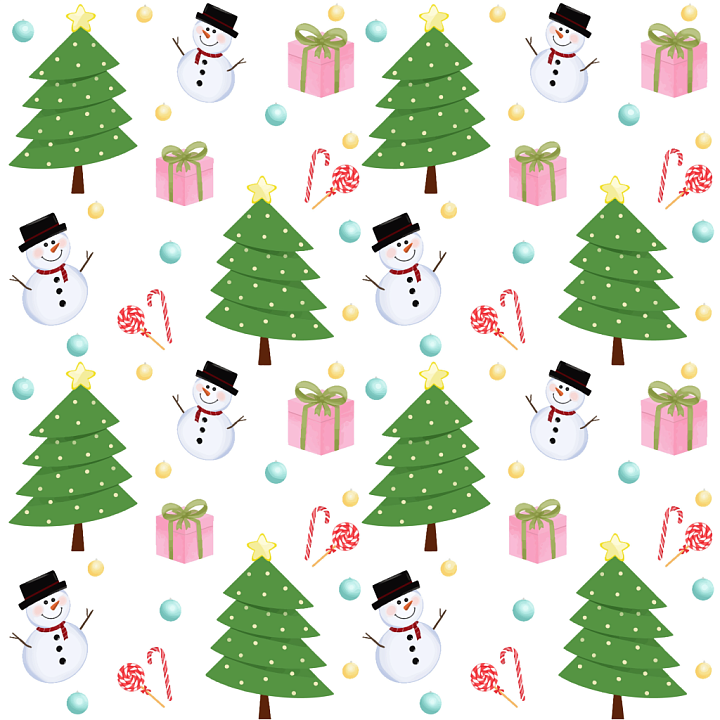Featuring Christmas Trees, Snowmen, and Festive Icons seamless PBR texture preview