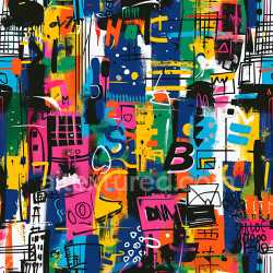 seamless Seamless 3D PBR Texture of Colorful Abstract Graffiti with Urban Tags and Paint Strokes texture 8k free download PBR