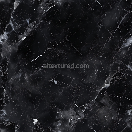 Seamless 3D PBR Texture of Black Belgium Natural Marble with Fine Veins
