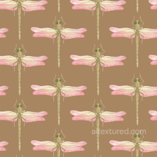 Featuring Stylized Dragonfly Pattern in Soft Pastels seamless Dragonfly PBR texture
