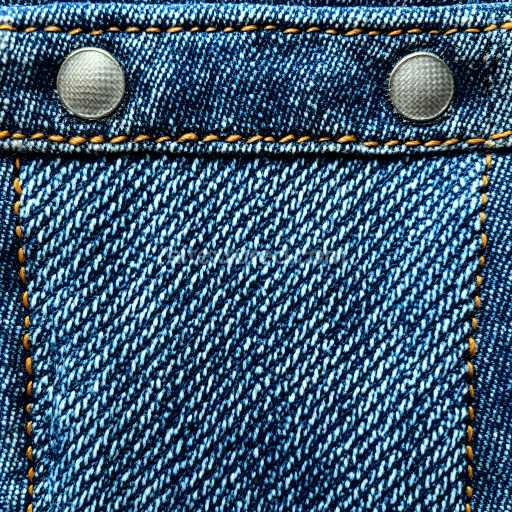 Seamless 3D Denim Fabric PBR Texture Featuring Stitched Seams and Metal Rivets