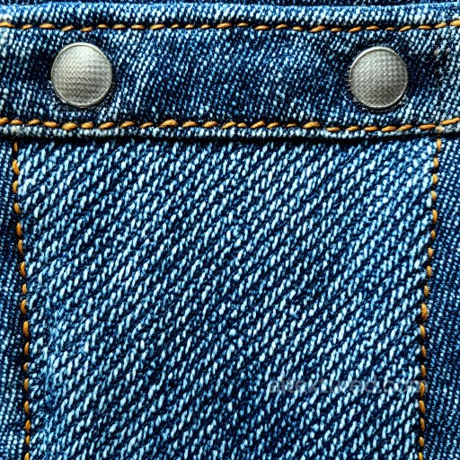 Denim Fabric PBR Texture Featuring Stitched Seams and Metal Rivets seamless Denim jeans PBR texture