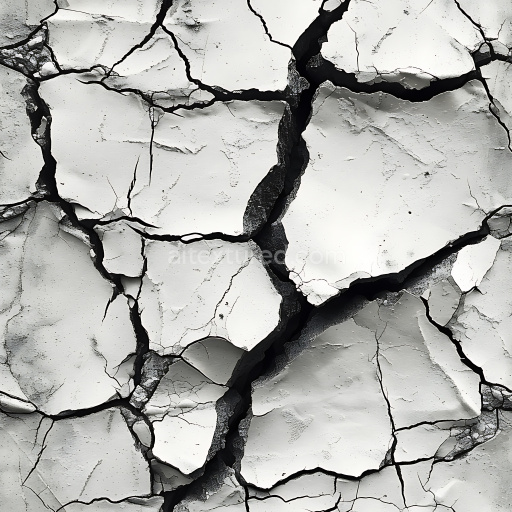 Preview — Seamless 3D cracked white plaster PBR texture with deep fractures