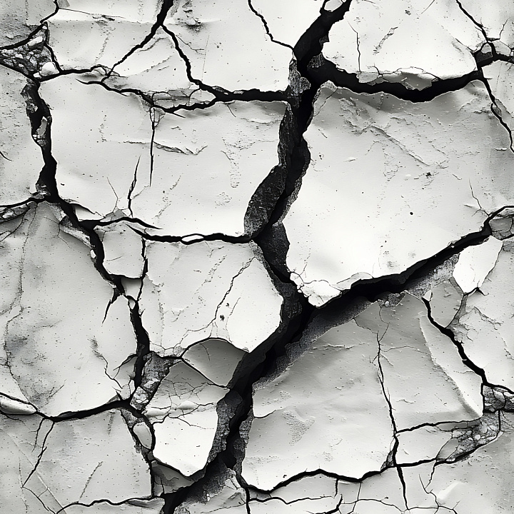 Cracked White Plaster With Deep Fractures seamless PBR texture preview