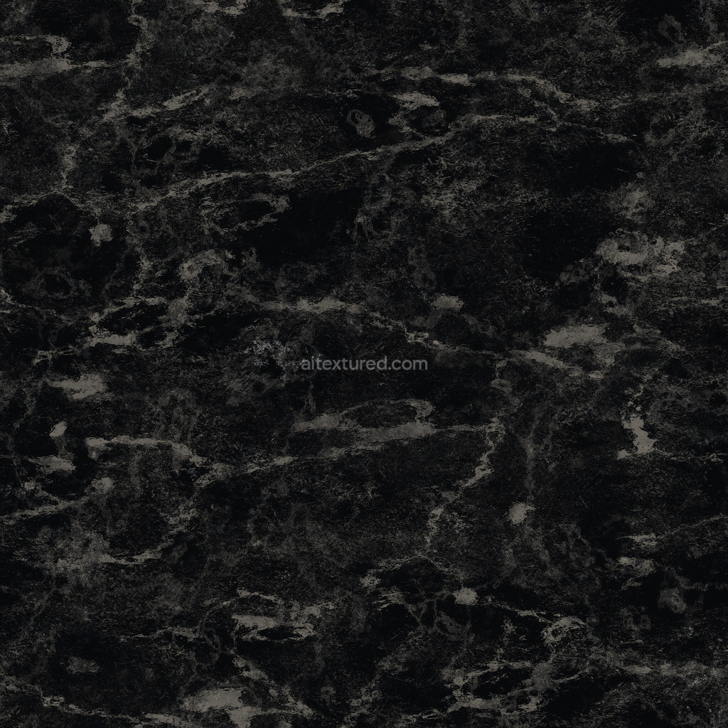 Seamless black marble PBR texture with elegant veining