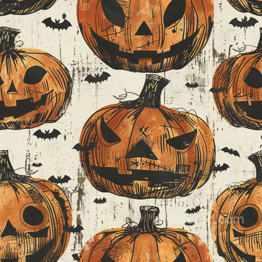 Featuring Vintage Halloween Jack-o'-Lanterns and Bats seamless Vintage Halloween PBR texture