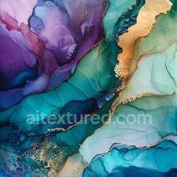 seamless Seamless 3D Alcohol Ink PBR Texture Featuring Vibrant Purple, Teal, and Gold Fluid Swirls texture 8k free download PBR