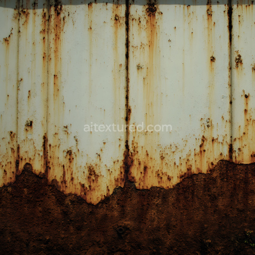 Seamless 3D rusty metal PBR texture with heavy corrosion and cracked paint