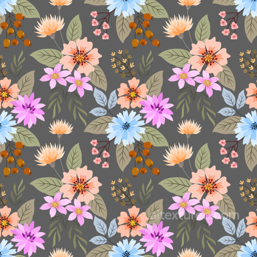Floral Fabric Texture Featuring Multicolor Flower Pattern seamless Floral PBR texture