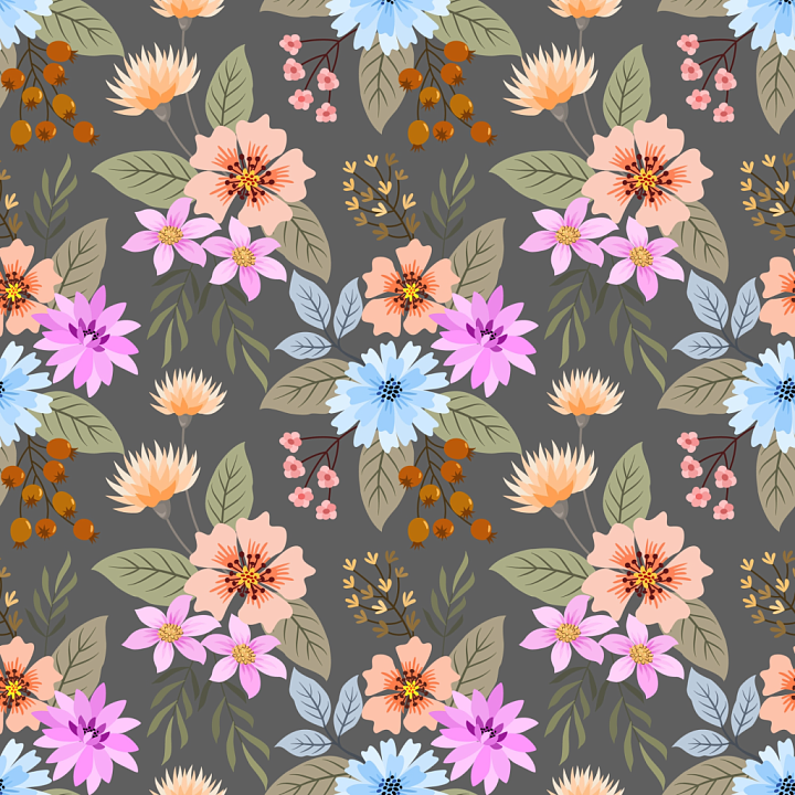 Floral Fabric Featuring Multicolor Flower Pattern seamless PBR texture preview