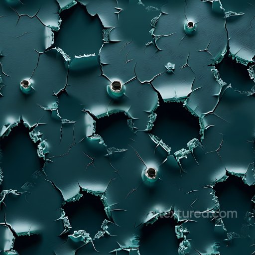 Cracked Paint Texture with Deep Holes and Peeling Edges seamless Cracked & Holes PBR texture