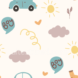 seamless Seamless Baby Boy Cartoon Pattern 3D PBR Texture with Playful Icons texture 8k free download PBR