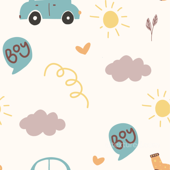 Seamless Baby Boy Cartoon Pattern 3D PBR Texture with Playful Icons Baby Boy texture preview