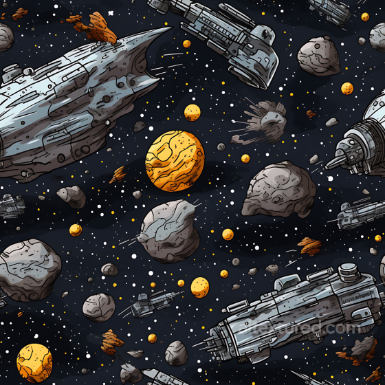 sci-fi space PBR texture featuring spacecraft, asteroids & glowing planets Star, space, planets texture preview
