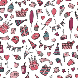 seamless Seamless 3D PBR Birthday Party Doodle Pattern Texture with Festive Icons texture 8k free download PBR