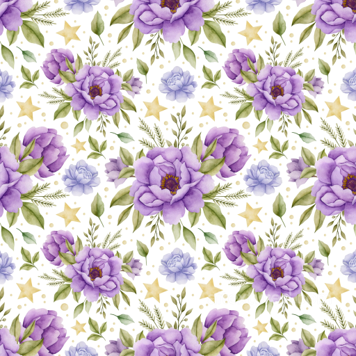 Purple Flower Floral Watercolor Pattern Seamless Texture seamless Purple Flower PBR texture