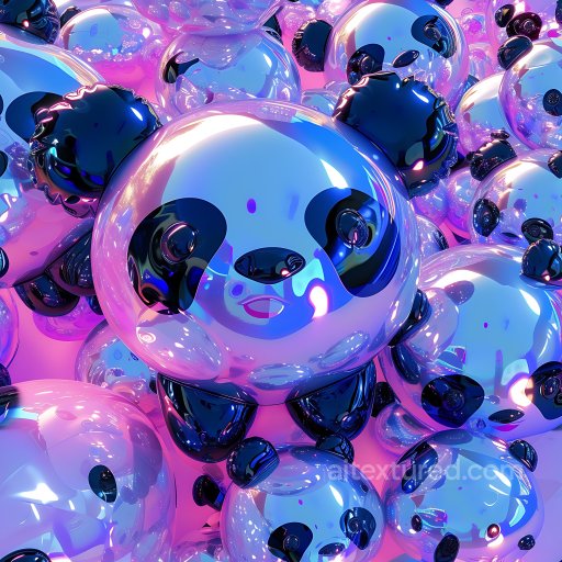 Inflated Plush Panda Vinyl PBR Texture with Reflective Glossy Surface seamless Inflated PBR texture