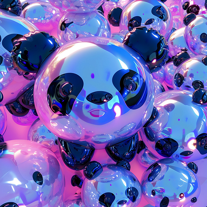 Inflated Featuring Glossy Reflective Panda Balloons seamless PBR texture preview