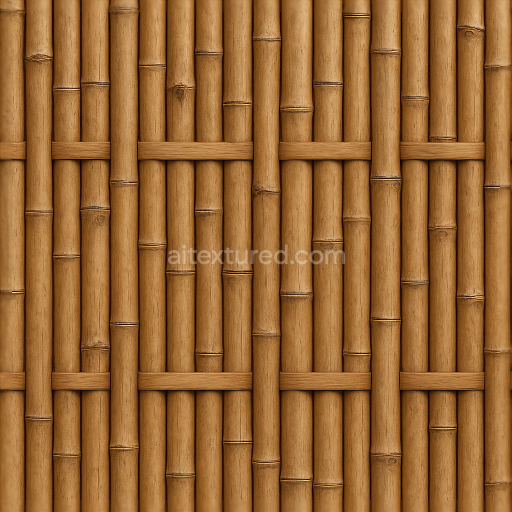 Seamless 3d texture pbr 8k bamboo fence with natural wood knots and smooth wood surface