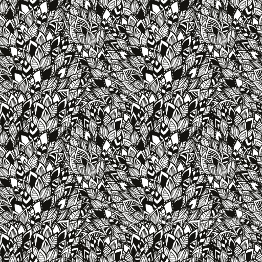 Black & White Intricate Leaf Pattern Fabric Texture seamless White & Black PBR texture
