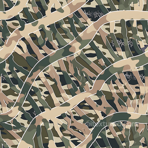 Desert Woodland Camouflage Texture with Layered Organic Patterns seamless Color Camouflage PBR texture