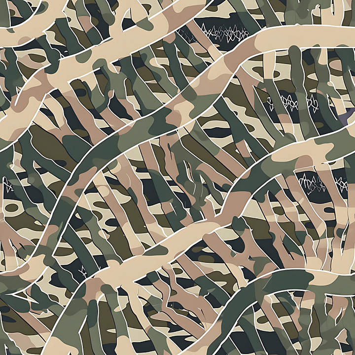 Desert Woodland Camouflage with Layered Organic Patterns seamless PBR texture preview