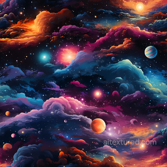 Space Texture with Vibrant Nebula Clouds and Colorful Planets Star, space, planets texture preview