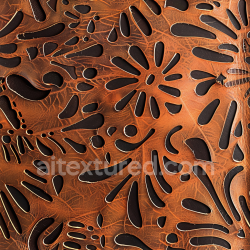 seamless Seamless 3D PBR Distressed Cutout Brown Leather Texture with Intricate Patterns texture 8k free download PBR