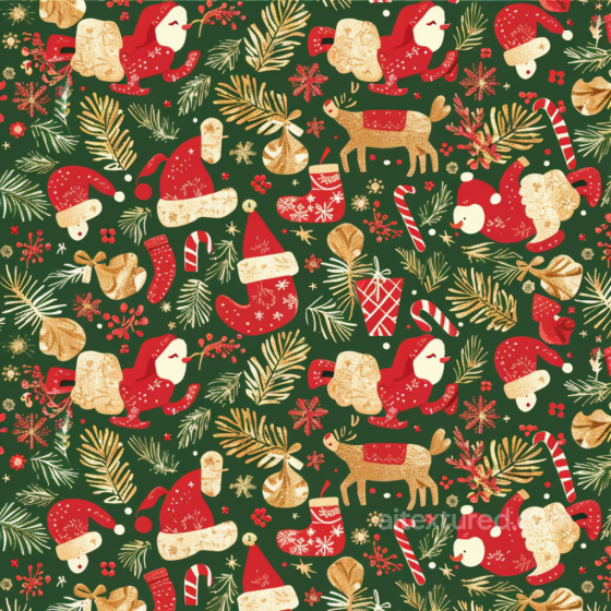 Featuring Vintage Christmas Icons in Red and Gold Christmas vintage texture preview