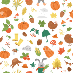 seamless Seamless 3D PBR Thanksgiving Cartoon Pattern Texture with Autumn Icons texture 8k free download PBR